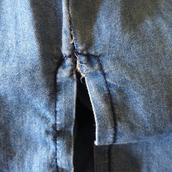 Peasant / Boho emboidered denim blouse - Picture 7 of 9